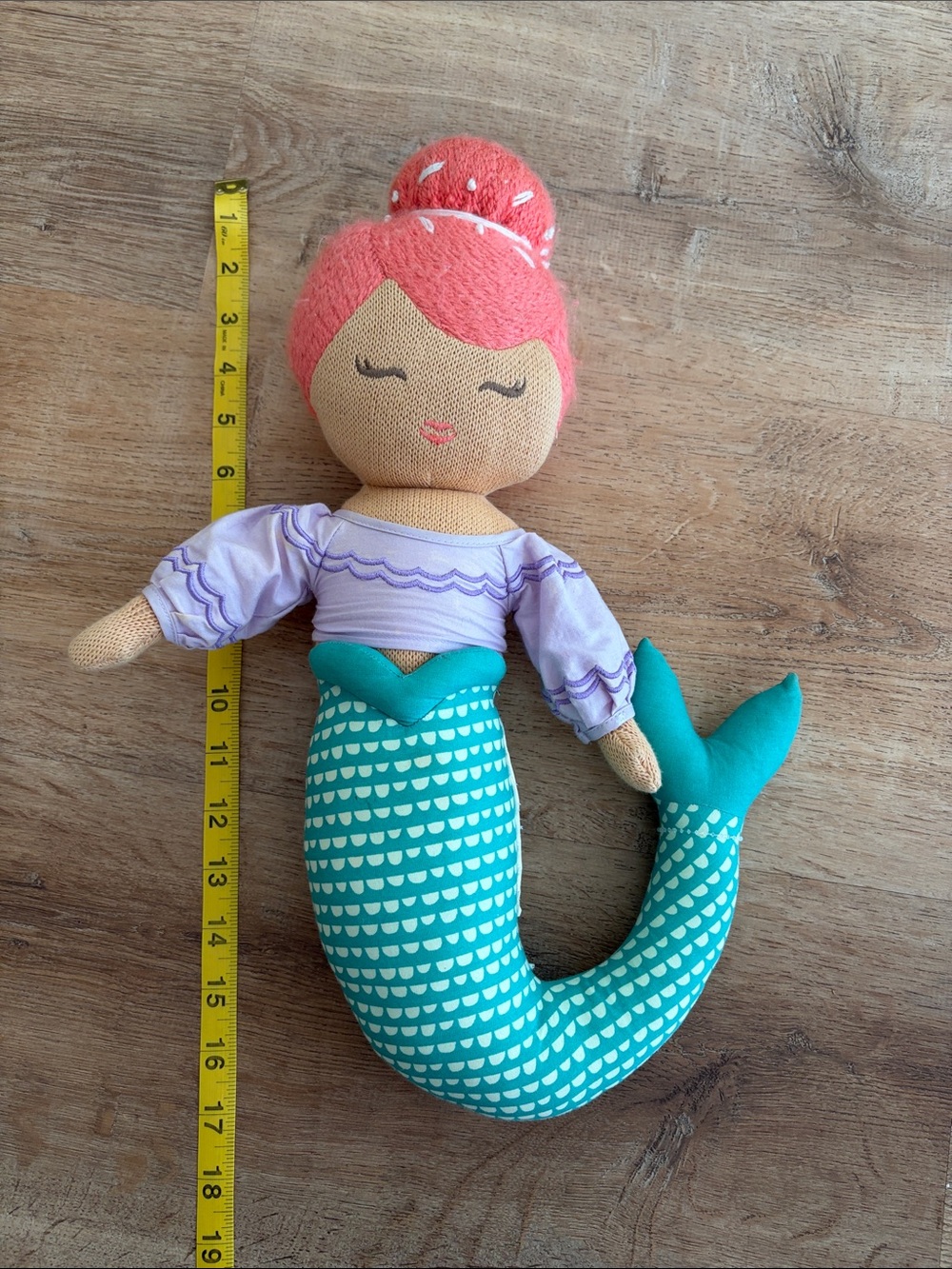 Plush Mermaid Doll - Pink Hair, Teal Tail
